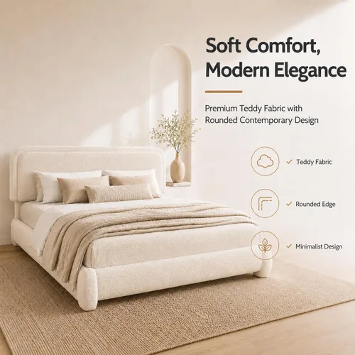 Vista 3 de Kelway Base de cama Queen Cloud, plataforma tapizada Queen con cabecero