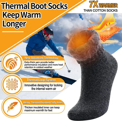 Vista 2 de 3 pares de calcetines térmicos cálidos para mujeres y hombres, calcetines de esquí de invierno con aislamiento para botas gruesas para clima frío