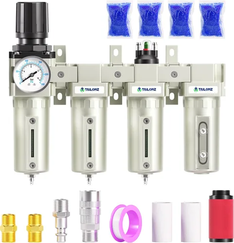 Vista 9 de TAILONZ PNEUMATIC 0-240PSI Sistema de secado de aire industrial de tres etapas grado NPT de 1/2 pulgada, filtro de partículas, filtro coalescente