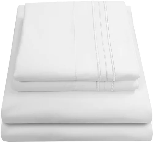 Vista 108 de Juego de sábanas extrasuaves de tamaño individual, ropa de cama transpirable y lujosa con correas elásticas integradas para las esquinas, colección