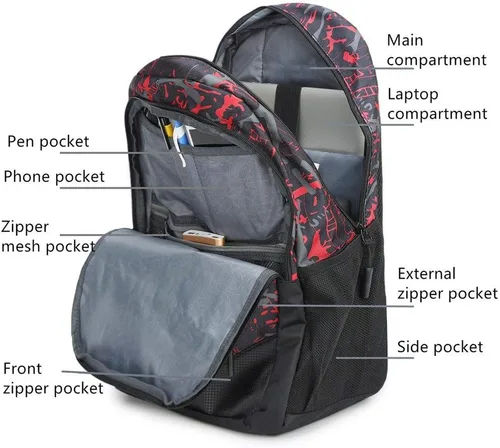 Vista 2 de Mochilas escolares para niños y niñas, juego de mochila para adolescentes, bolsa de hombro y estuche para lápices, B246 Rojo, talla única , Mochilas