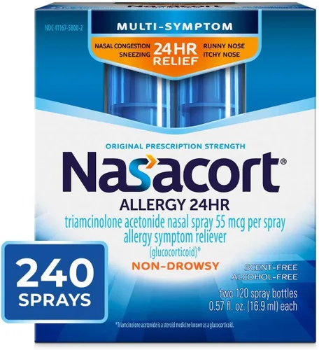 Vista 15 de Nasacort Allergy 24HR - Aerosol nasal para adultos, sin somnolencia y sin alcohol, 120 aerosoles, 0.57 onzas líquidas