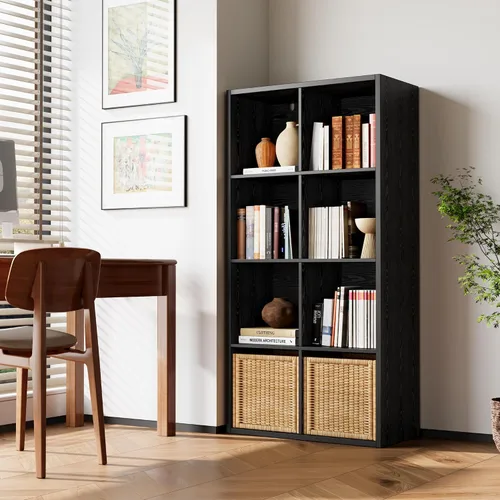 Vista 2 de IRONCK Organizador de almacenamiento de 8 cubos, estantería vertical reversible, color negro