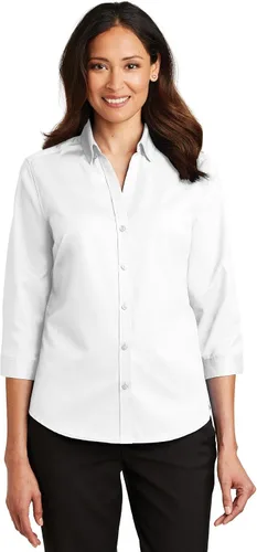 Vista 10 de Port Authority Camisa de sarga con botones SuperPro de manga 3/4 para mujer