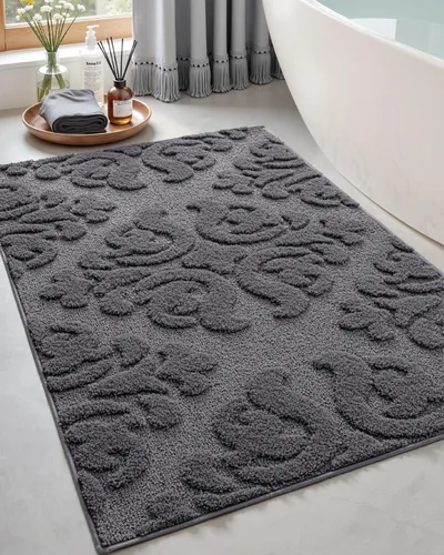 Vista 8 de DEXI - Alfombras de baño de 16"x24", alfombras antideslizantes para el suelo del baño, alfombra de baño ultrasuave y absorbente para la ducha, Beige