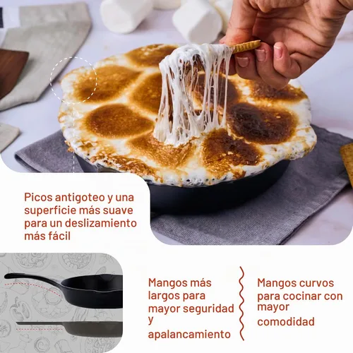Vista 4 de Sartén de hierro fundido con mango largo Victoria Seasoned, color negro, S, Negro