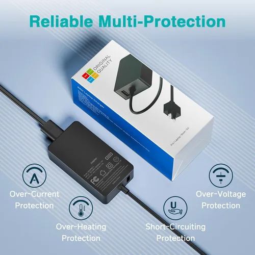 Vista 6 de Cargador de 65 W compatible con Microsoft Surface Pro 11, 10, 9, 8, 7+, 7, 6, 5, X, laptop 7/6/5/4/3/2/1/Studio, Go 4/3/2/1, Book 3/2/1, compatible