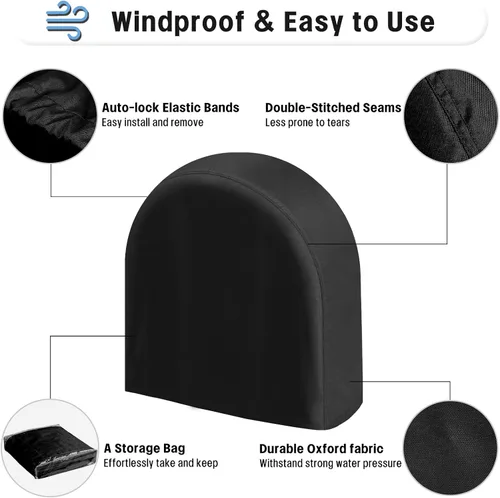 Vista 4 de OutdoorLines - Juego de 4 fundas impermeables para neumáticos al aire libre - Funda para rueda de remolque a prueba de UV, protector de neumáticos a
