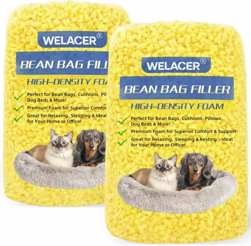 Vista 9 de Relleno de puf de 5 libras, relleno de espuma viscoelástica triturada azul para almohadas y camas para perros