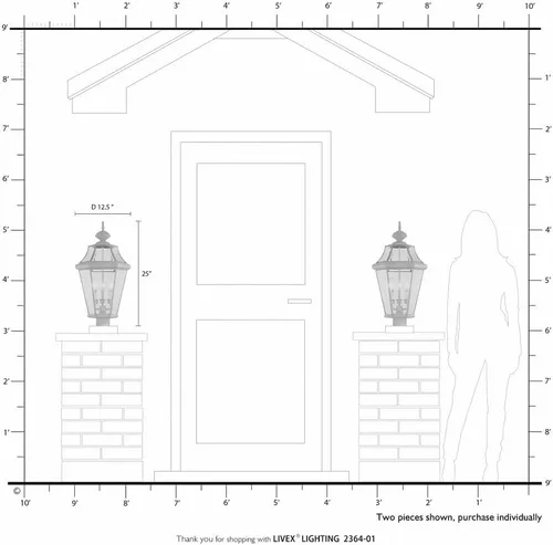 Vista 9 de Livex Lighting 2364-91 - Farol de poste para exteriores, 3 luces, níquel cepillado
