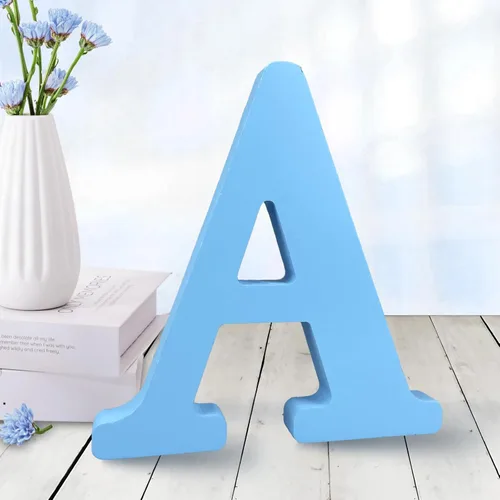 Vista 9 de AOCEAN - Letras de madera azul de 6 pulgadas, letras de madera sin terminar para decoración de pared, letras decorativas en pie, cortes de letras