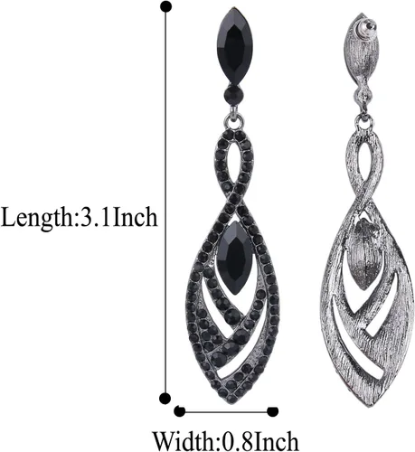 Vista 5 de BriLove Pendientes colgantes de cristal para mujer, diseño de lágrima con forma de lágrima