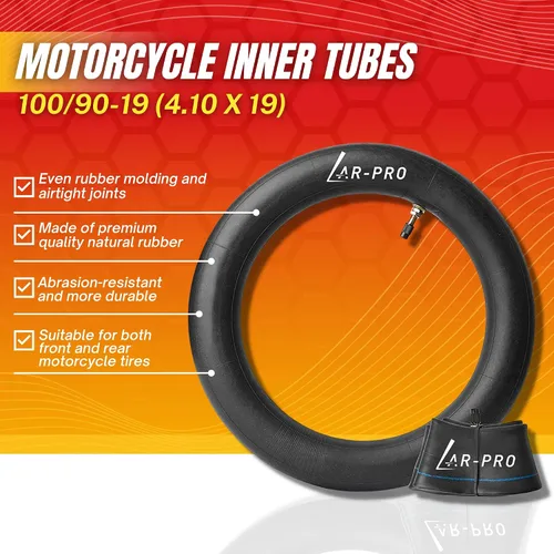 Vista 3 de Paquete de 2 tubos interiores de motocicleta 100/90-19 (4.10 x 19), tubos de goma natural para motocross de 19 pulgadas, tubos resistentes a