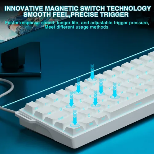 Vista 4 de Aula WIN60 HE - Teclado mecánico 60% para juegos con cable, interruptor magnético de efecto Hall intercambiable en caliente, modo RT