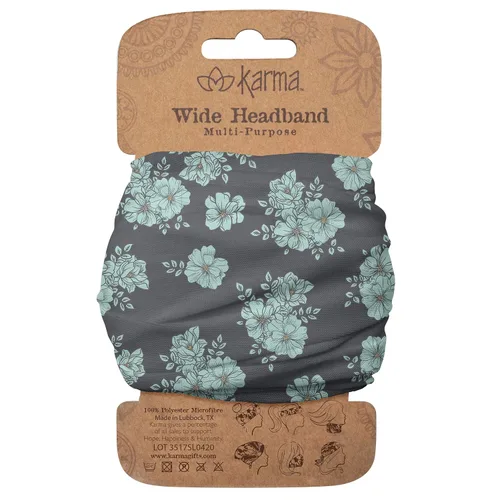 Vista 26 de Karma Diadema floral dividida verde azulado/albaricoque para mujer, ancha, diadema de tela y bufanda elástica para el cabello, verde Albaricoque