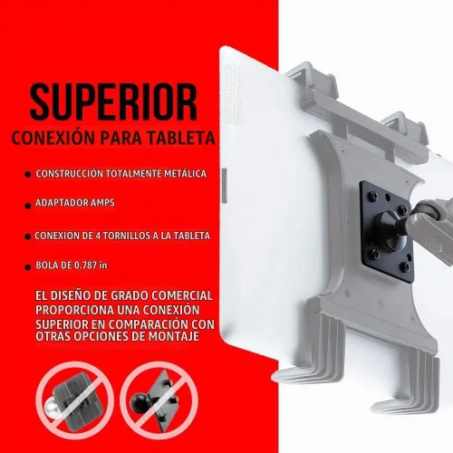 Vista 3 de Tackform Soporte para portavasos de tableta para automóvil o camión [Serie Enduro] Soporte ELD resistente - Brazo ajustable de aluminio de 3 vías