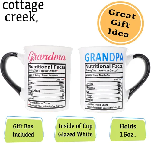 Vista 6 de Cottage Creek Tazas – Juego de dos tazas de café grandes de cerámica para abuela y abuelo, tazas de cerámica ideales para cocina, oficina