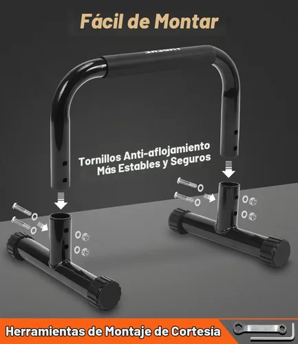 Vista 8 de Barra de empuje hacia arriba, barras de paraletas antideslizantes de 12 pulgadas de alto y barras de inmersión con asas de espuma, equipo de Negro