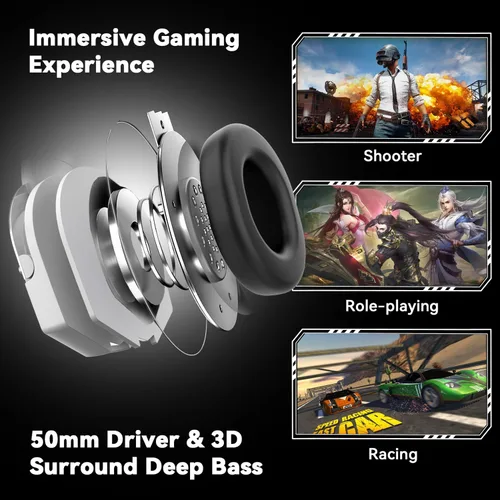 Vista 2 de A88 Gaming Headset with Microphone, Stereo Wired Noise Cancelling Over-Ear Headphones with Mic for Pc, Ps5, Xbox One Series X/s, Ps4, Computer