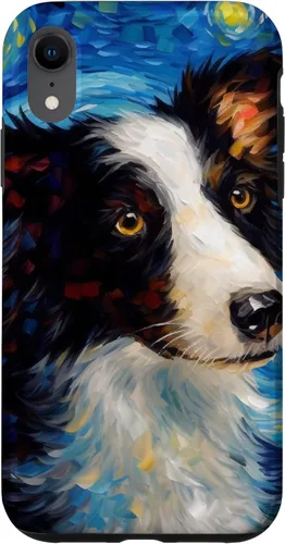 Vista 24 de iPhone 16 Border Collie Starry Night Van Gogh Border Collie Case