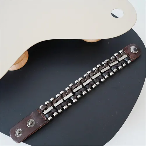Vista 2 de PINKPIN Pulseras de cuero para hombres y mujeres, pulsera ajustable de cuero unisex