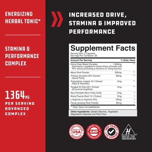 Vista 7 de Potenciador de testosterona extra fuerte para hombres, suplemento natural para hombres con hierba de cabra cachonda, raíz de maca, Tongkat Ali