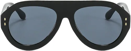Vista 11 de Gafas de sol de piloto de moda populares para mujer, sombras UV400 Remaches retro decoración gradiente tendencia hombres gafas de sol redondas Rojo