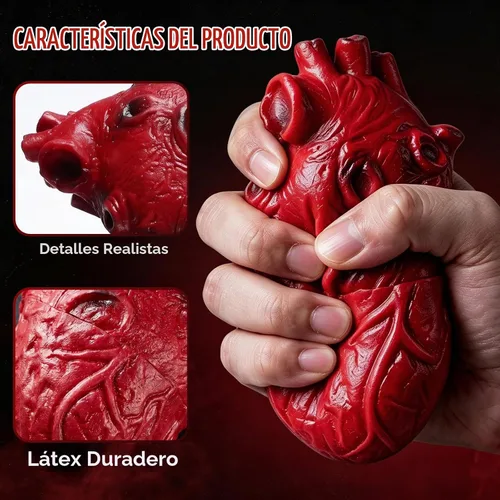 Vista 4 de PRETYZOOM - Corazón falso, accesorio de corazón realista para Halloween, 5.9 x 3.5 pulgadas