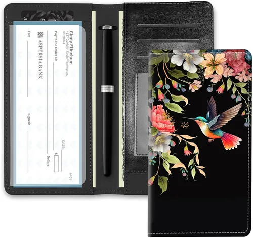 Vista 20 de RFID Blocking Checkbook Cover for Women & Men, Premium PU Leather Print Wallet for Duplicate Checks, Slim Organizer with Pen Holder, Credit Card
