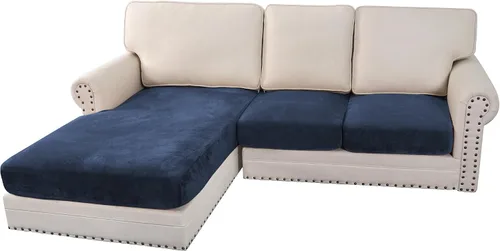 Vista 128 de H.VERSAILTEX Funda de cojín elástica de terciopelo para sofá, funda de cojín de felpa para cojines de silla, protector de muebles, cojín de asiento