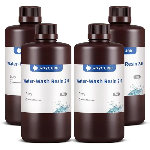 Vista 21 de ANYCUBIC Resina de impresora 3D lavable al agua 2.0, resina 3D de alta precisión de 405 nm, resina de fotopolímero de baja contracción para Gris
