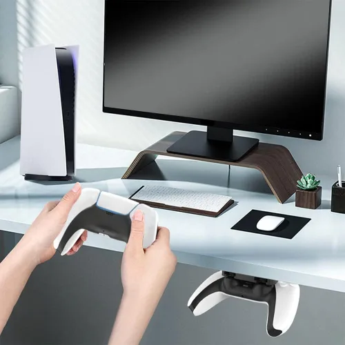 Vista 8 de CKXIN Soporte de mesa para controlador PS5 PS4 Playstation 5 Playstation 4 soporte para controlador de montaje debajo del escritorio organizador