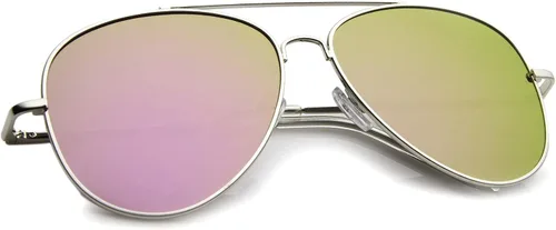 Vista 4 de Lentes de sol grandes de color metálico con lente plana de lágrima, 2.362in