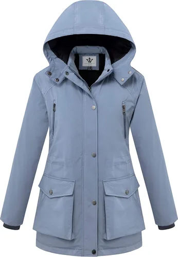 Vista 11 de Wenven Abrigos de invierno impermeables para mujer, chaquetas acolchadas gruesas y cálidas con capucha desmontable Verde militar