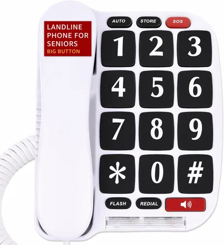 Vista 10 de Uvital Teléfono de botón grande para personas mayores, teléfonos fijos con cable para personas mayores con 8 botones grandes de marcación de un solo
