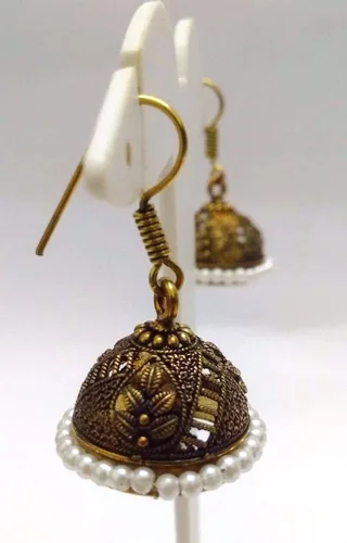 Vista 3 de DESI HAWKER Meenakari Minakari esmalte pintura oro hecho a mano pendiente Bali Jhumki Jhumka joyería india gota cuelga lámpara NI-245