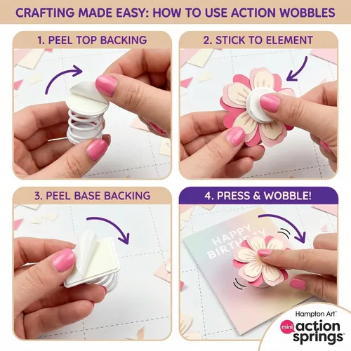 Vista 6 de Hampton Art Action Wobbles, anclajes de resorte autoadhesivos para manualidades de papel dimensionales, mini, paquete de 100