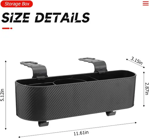 Vista 2 de BELOMI Organizador de reposacabezas del asiento trasero del automóvil con portavasos, caja de almacenamiento colgante del respaldo del asiento
