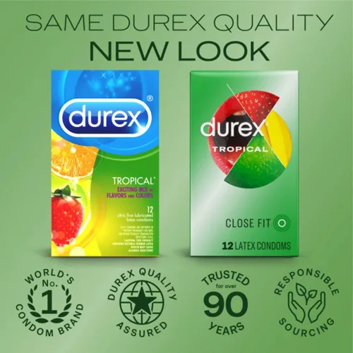Vista 6 de Durex Preservativos de látex con sabor tropical, 12