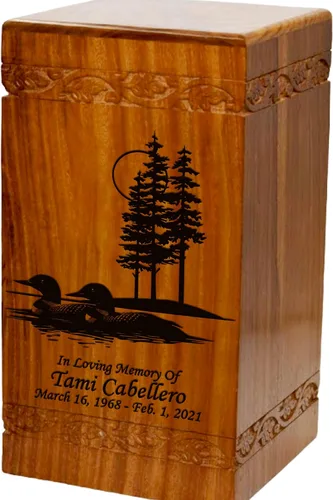 Vista 12 de Urna de cremación de madera, urna funeraria humana de gran tamaño con personalización (mariposas)