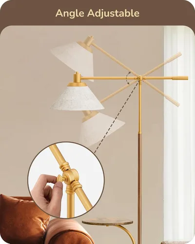 Vista 2 de EDISHINE Lámpara de pie de arco de 68 pulgadas con mesa, lámpara de pie vintage para sala de estar con bandeja, lámpara de lectura alta, pantalla