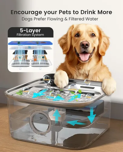 Vista 2 de Bomba de agua de repuesto para fuente de agua para perros PW07SAU de 10L/3.79L de acero inoxidable
