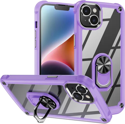Vista 8 de Funda para iPhone 13 Pro con protector de pantalla, cristal transparente, antiamarillo, acrílico resistente, funda protectora de grado militar