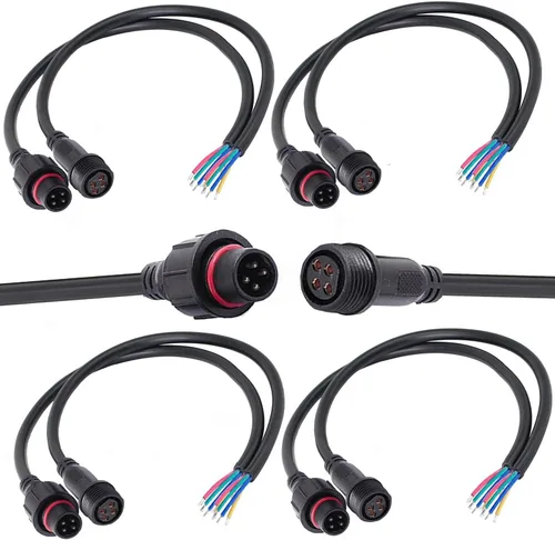 Vista 6 de Conector impermeable de 2 cables, conector LED macho hembra de 2 pines, con cable de extensión IP68 de 16 AWG de 7.9 in para automóvil, barco