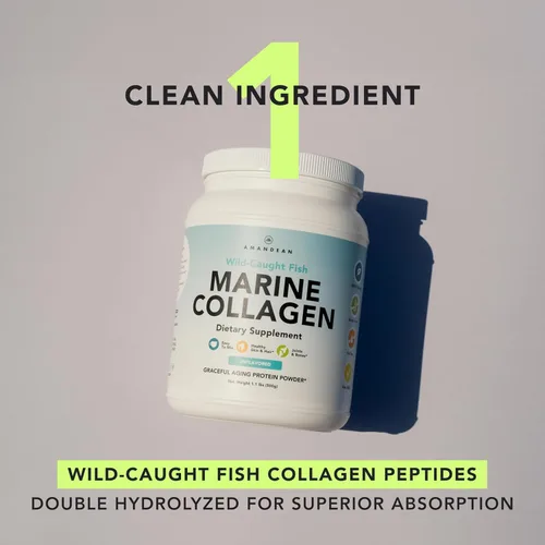 Vista 3 de AMANDEAN Marine Collagen Duo. Recipiente de 17.64 oz + 30 paquetes de viaje. Péptidos de colágeno hidrolizados para piel, cabello y uñas.