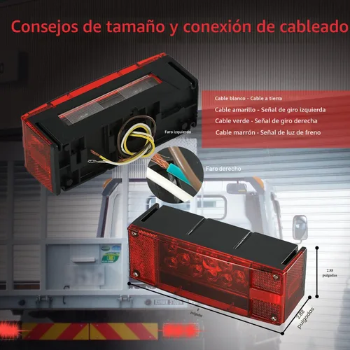 Vista 6 de Wellmax Luces LED de remolque de 12 V, sumergibles e impermeables, de perfil bajo, luces traseras rectangulares para RV, marina, barcos, remolques