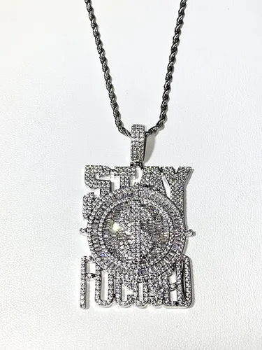 Vista 4 de Colgante personalizado para hombre y mujer, acabado en oro blanco de 14 quilates, colgante de oro blanco de Italia, colgante individual