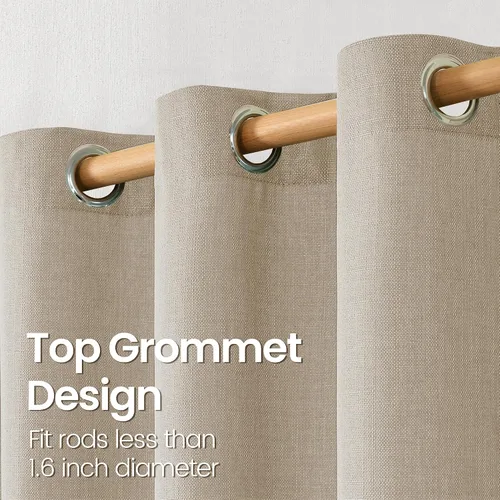 Vista 165 de BGment Cortinas de Lino Beige de 63 Pulgadas de Largo 2 Paneles - Tratamientos para Ventanas con Textura de Arpillera Filtrantes de Luz Cortinas B
