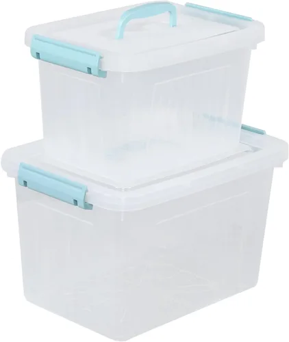 Vista 12 de Ggbin Caja de almacenamiento de plástico transparente con asa, contenedor de almacenamiento con tapa