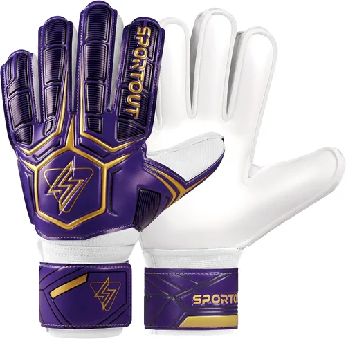 Vista 8 de Guantes de portero Sportout, guantes de portero con protección para los dedos, guantes de portero de fútbol transpirables, látex de 4 mm